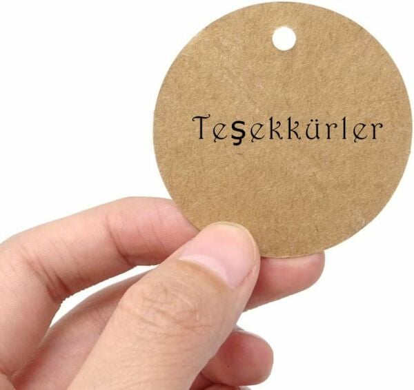Kraft Ürün Fiyat Etiketi - Yuvarlak Tebrik, Hediye Etiketi - 100 Adet