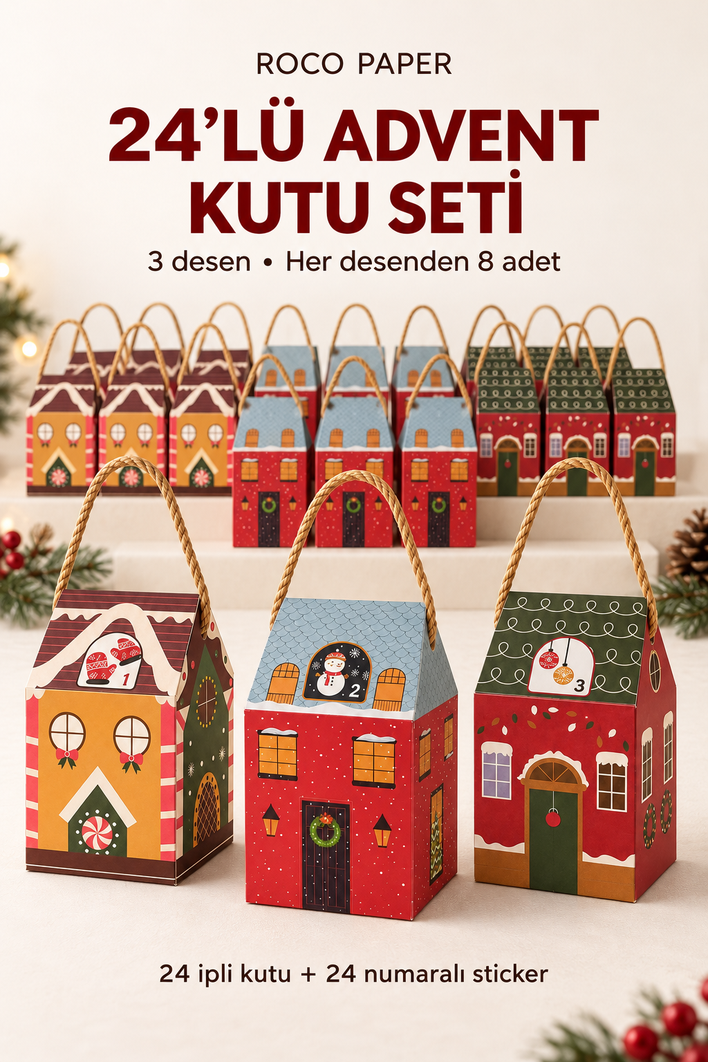 Advent Calender Set Renkli Evler 24'lü Set