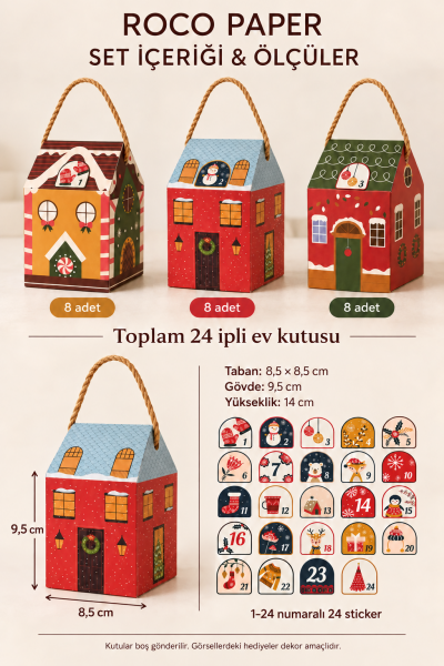 Advent Calender Set Renkli Evler 24'lü Set