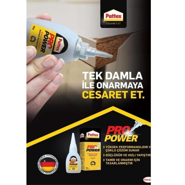 Pattex Pro Power Japon Yapıştırıcı | Güçlü ve Çok Amaçlı Süper Tutkal, 15gr