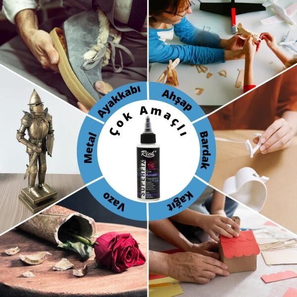 3’lü Güçlü Yapıştırıcı Seti, PVA (100ml), Superfix(120cc), Soğuk Silikon(100ml) Hobi DIY Tutkal Seti