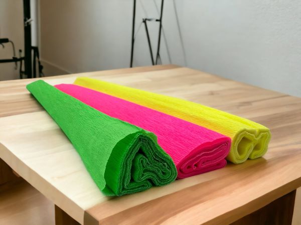 Neon Renkli Krapon Kağıtları - 3'lü Set 40gr 50x250cm