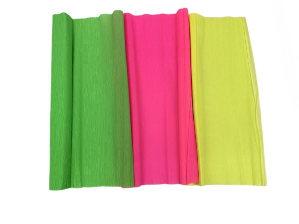 Neon Renkli Krapon Kağıtları - 3'lü Set 40gr 50x250cm
