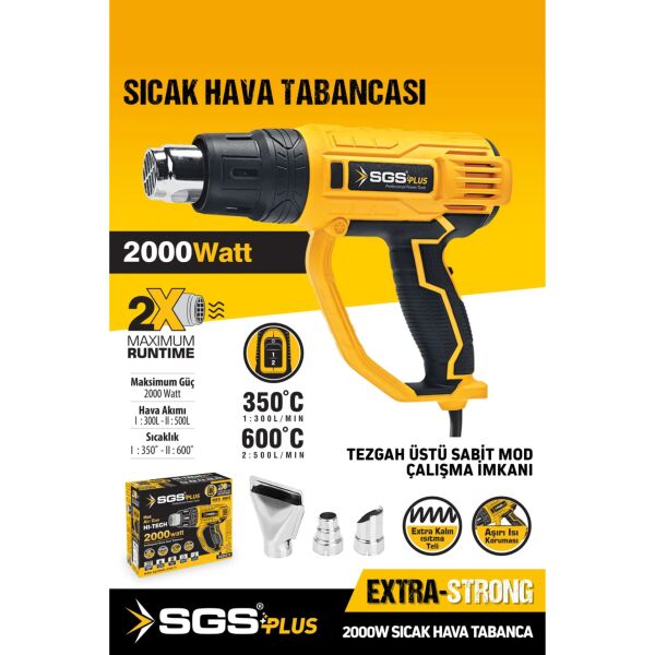 SGS 2000W Sıcak Hava Tabancası (5215) – Eva Çiçek Yapım, Boya Sökme, Boru Bükme ve Isıtma Aracı