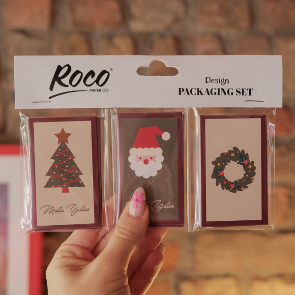 Yılbaşı Temalı Not Kartı Seti-3Lü, Yeniyıl Hediye-Tebrik, Doğum Günü Kartları, 27 Adet, 4,5x7.5 Cm