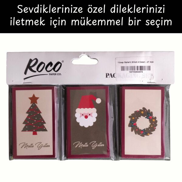 Yılbaşı Temalı Not Kartı Seti-3Lü, Yeniyıl Hediye-Tebrik, Doğum Günü Kartları, 27 Adet, 4,5x7.5 Cm