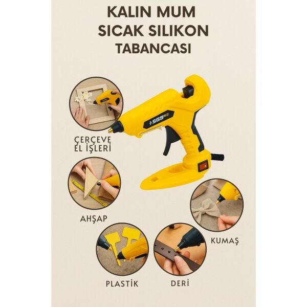 SGS PLUS Kalın Silikon Tabancası, 5291, Elektrikli Mühür Mumu Eritme Aracı, 60W