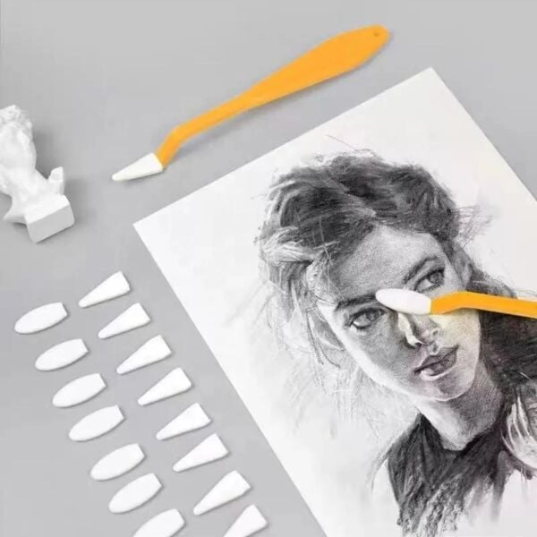Toz Pastel Çizim Düzenleme Seti (2 Başlık ve 10 Sünger Uç), Eskiz, Krapon, Eva İzolon Boyama Aracı