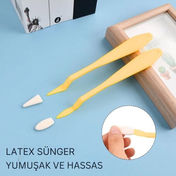 Toz Pastel Çizim Düzenleme Seti (2 Başlık ve 10 Sünger Uç), Eskiz, Krapon, Eva İzolon Boyama Aracı