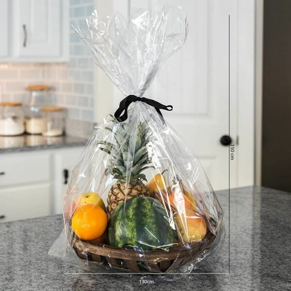 OPP Şeffaf Pasta Parti Hediye Jelatini  130 x 150 cm - 100lü Paket - 20 Mikron Kalınlık