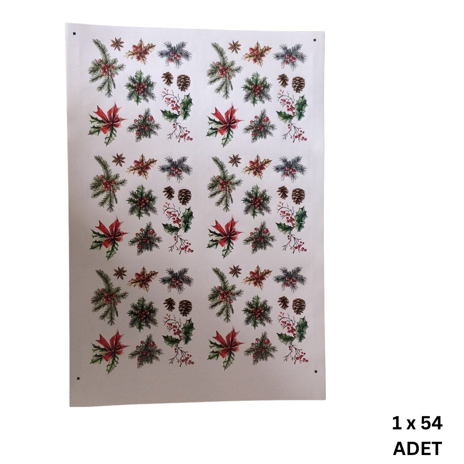 Yılbaşı Temalı Sticker Seti, 54 Adet Çıkartma, Yeniyıl Hediye Paketi Etiketleri,9 Farklı Çeşit