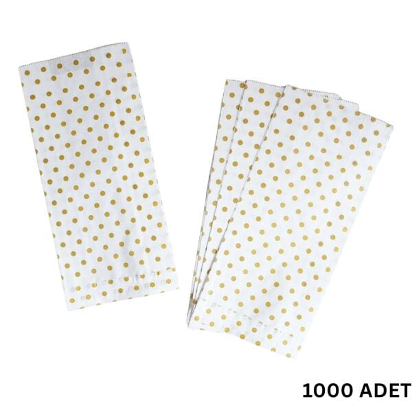 Körüklü Kraft Kese Kağıdı, Altın Puantiyeli Şamua Hediye, Ambalaj & Gıda Poşeti, 15x33 Cm, 1000 Adet